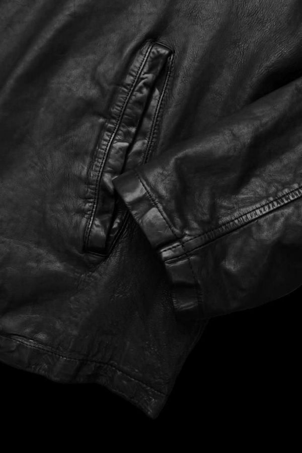 JAPAN CALF WET WHITE “GARMENT-DYED” SINGLE COLLAR BLOUSON
