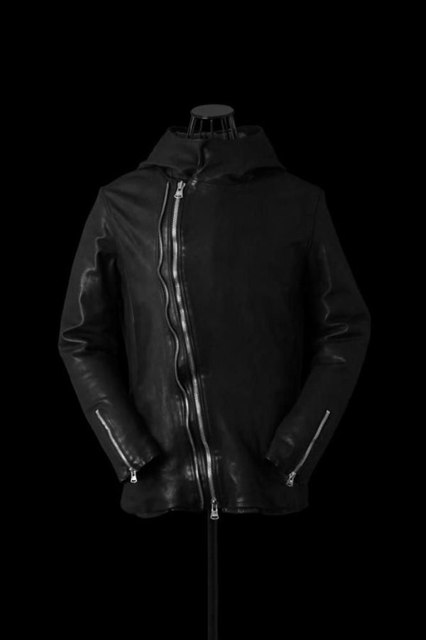 JAPAN CALF WET WHITE "GARMENT-DYED" HOODED BLOUSON W