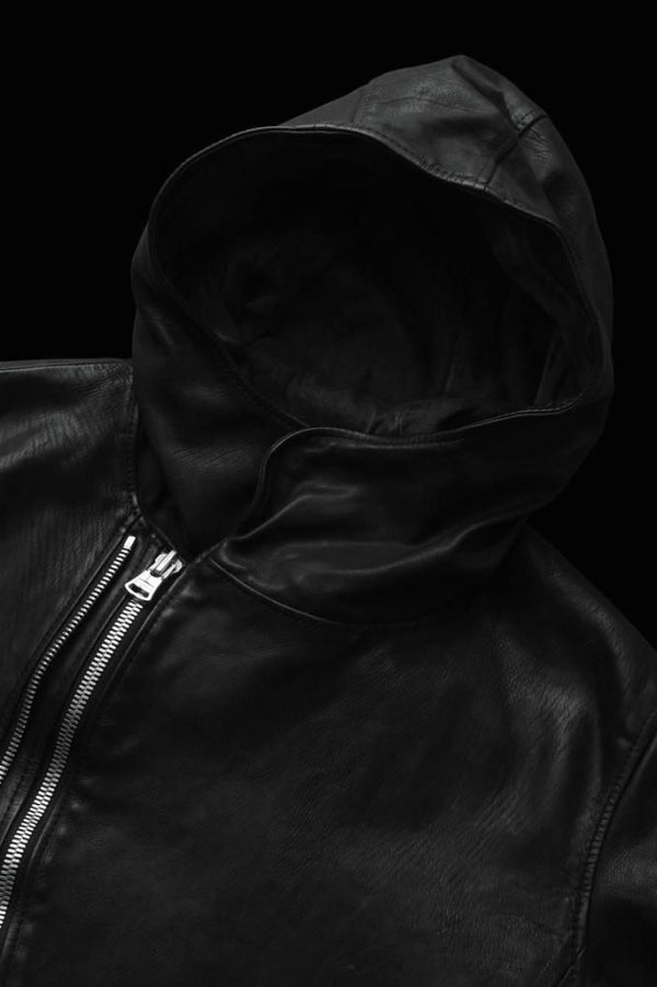 JAPAN CALF WET WHITE "GARMENT-DYED" HOODED BLOUSON W