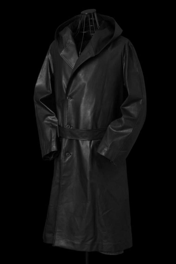 XX Yohji Yamamoto MONOCHROME LUXURY STEER 4BS HOODED COAT