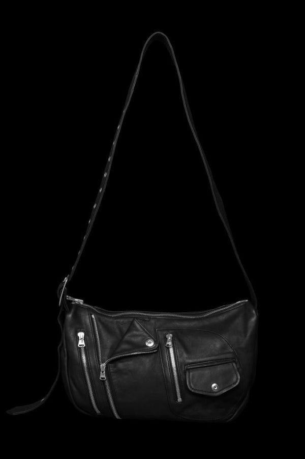 JAPAN CALF GARMENT-WASH RIDERS SHOULDER BAG