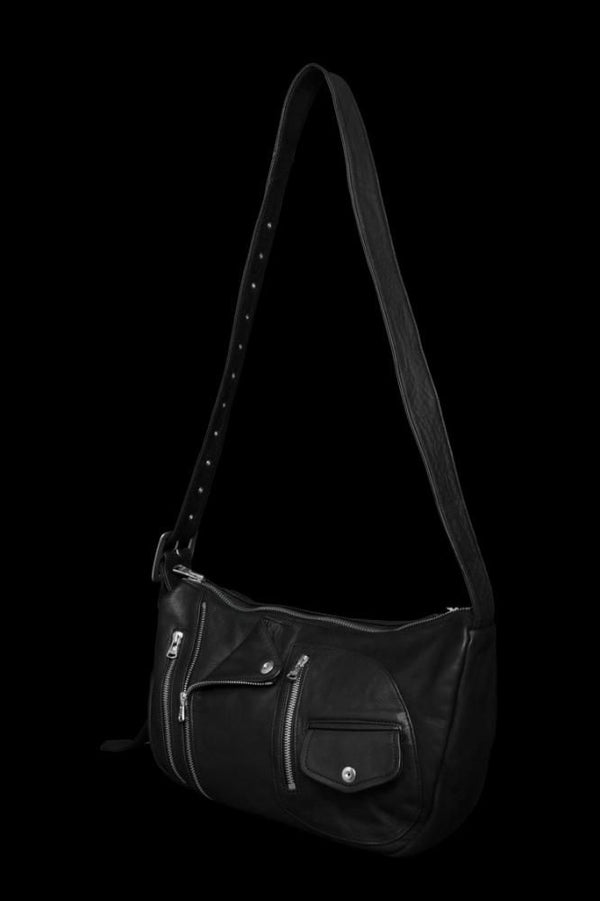 JAPAN CALF GARMENT-WASH RIDERS SHOULDER BAG