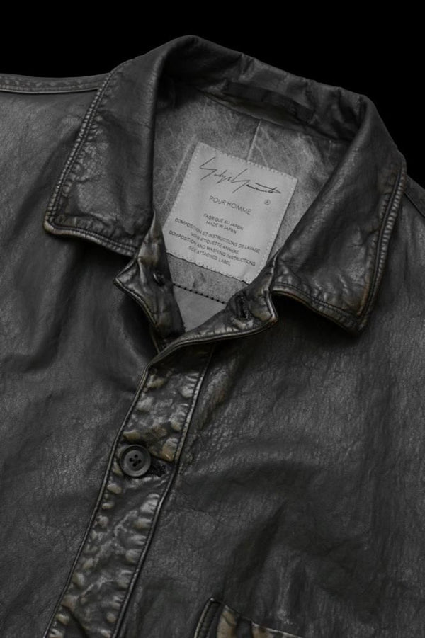 XX Yohji Yamamoto JAPAN STEER WHITE+MIMOSA/TANNED “GARMENT-DYED+USED-PROCESSED” SHIRT BLOUSON