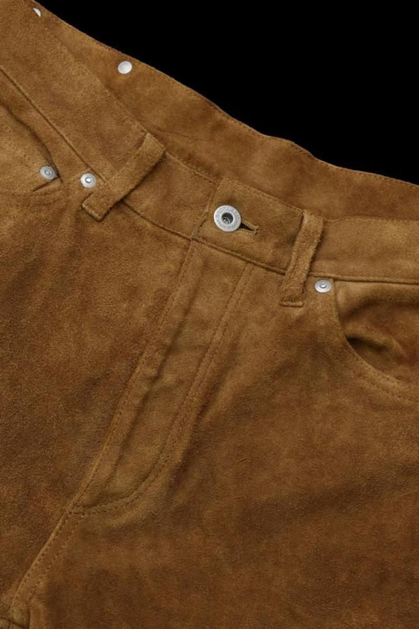 JAPAN STEER VELOR SUEDE COMBINATION TANNED “GARMENT-DYED” PANTS