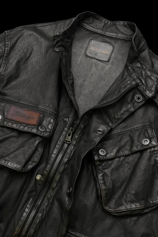 JAPAN STEER WHITE+MIMOSA/TANNED “GARMENT-DYED+USED-PROCESSED” MOTORCYCLE JACKET