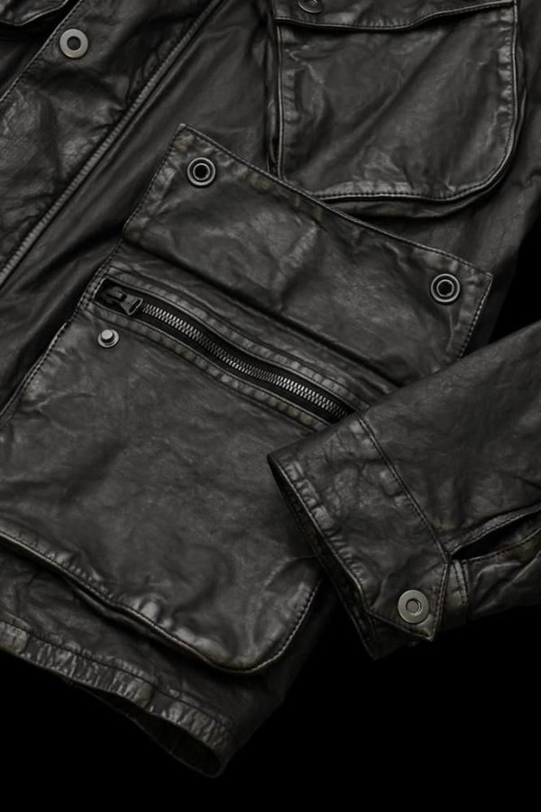 JAPAN STEER WHITE+MIMOSA/TANNED “GARMENT-DYED+USED-PROCESSED” MOTORCYCLE JACKET