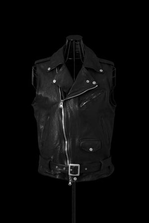 JAPAN CALF NATURAL DYED “GARMENT-WASH” DOUBLE RIDERS VEST