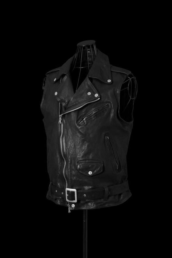 JAPAN CALF NATURAL DYED “GARMENT-WASH” DOUBLE RIDERS VEST