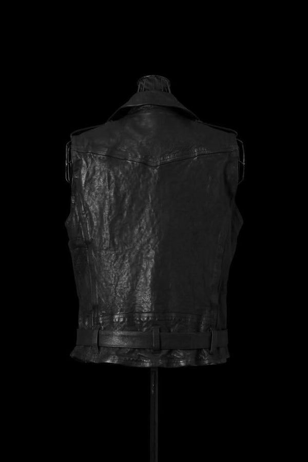 JAPAN CALF NATURAL DYED “GARMENT-WASH” DOUBLE RIDERS VEST
