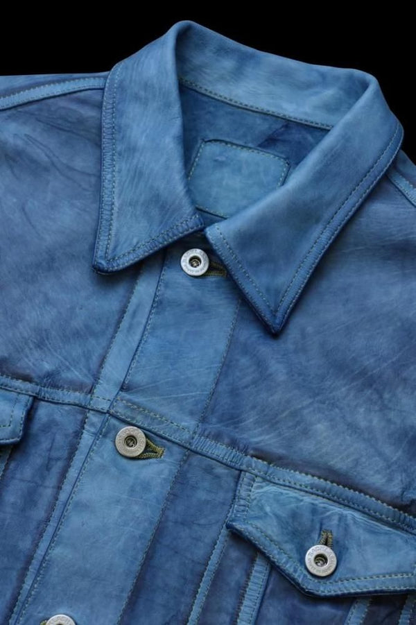 JAPAN CALF WET WHITE “GARMENT-INDIGO-DYED” 3RD. JACKET
