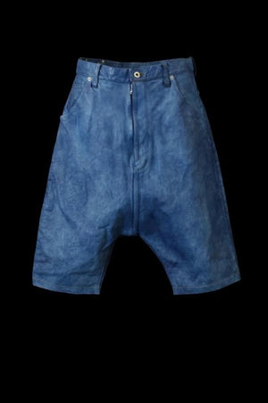 JAPAN CALF WET WHITE “GARMENT-INDIGO-DYED” SHORTS