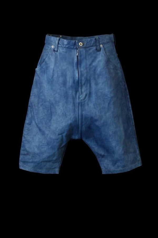 JAPAN CALF WET WHITE “GARMENT-INDIGO-DYED” SHORTS