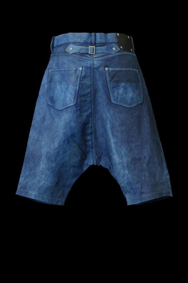 JAPAN CALF WET WHITE “GARMENT-INDIGO-DYED” SHORTS
