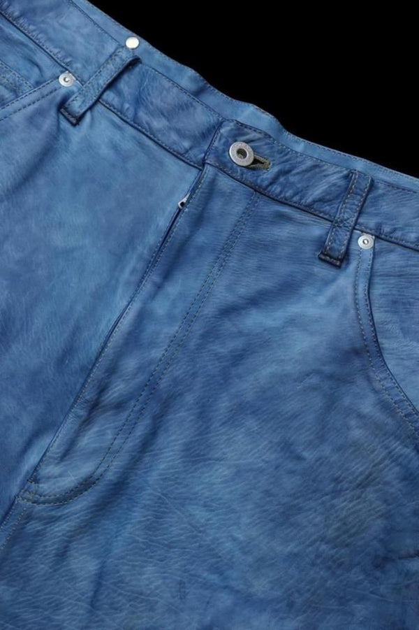 JAPAN CALF WET WHITE “GARMENT-INDIGO-DYED” SHORTS