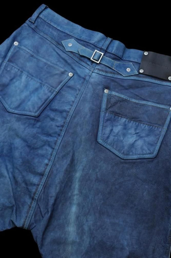 JAPAN CALF WET WHITE “GARMENT-INDIGO-DYED” SHORTS