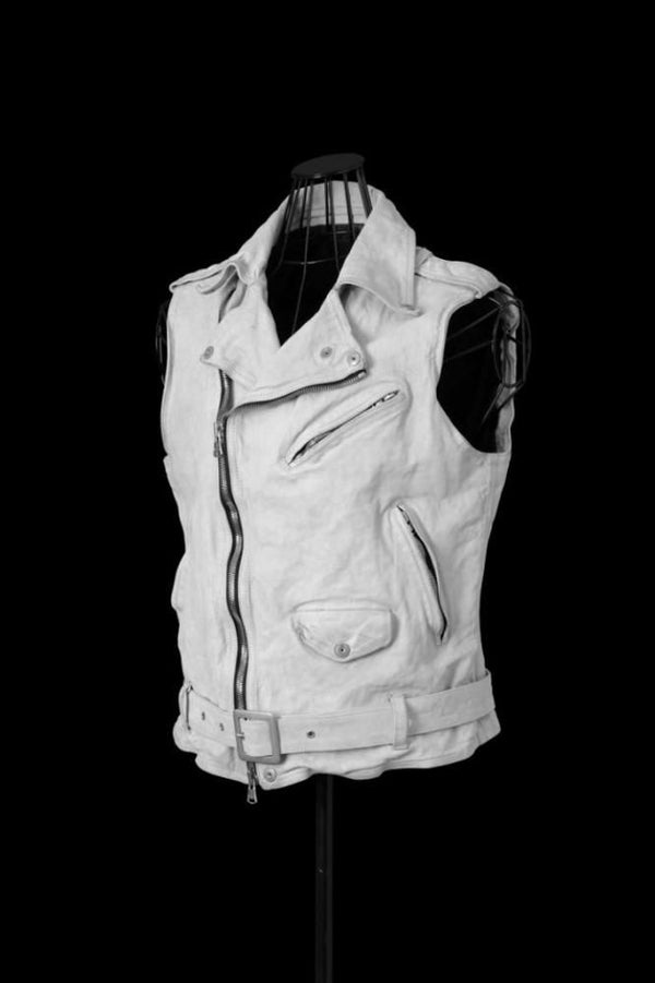 JAPAN CALF NATURAL DYED “GARMENT-WASH” DOUBLE RIDERS VEST