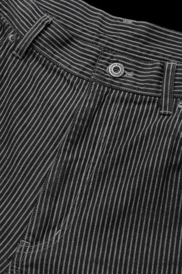 HICKORY STRIPE LOOSE FLARE PANTS "GARMENT-DYED"