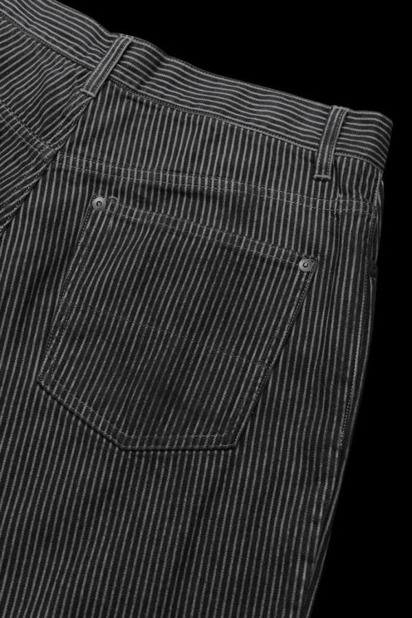 HICKORY STRIPE LOOSE FLARE PANTS "GARMENT-DYED"