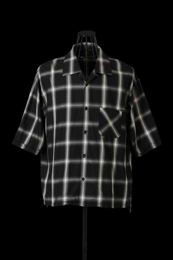 OMBRE CHECK OPEN COLLAR SHIRT H/S “GARMENT-WASH”