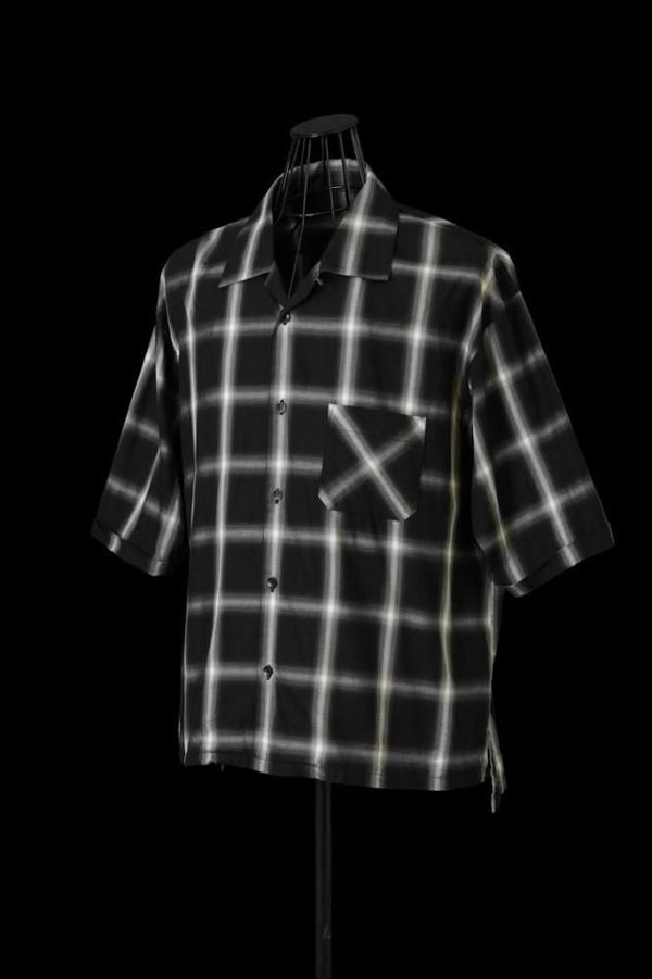 OMBRE CHECK OPEN COLLAR SHIRT H/S “GARMENT-WASH”