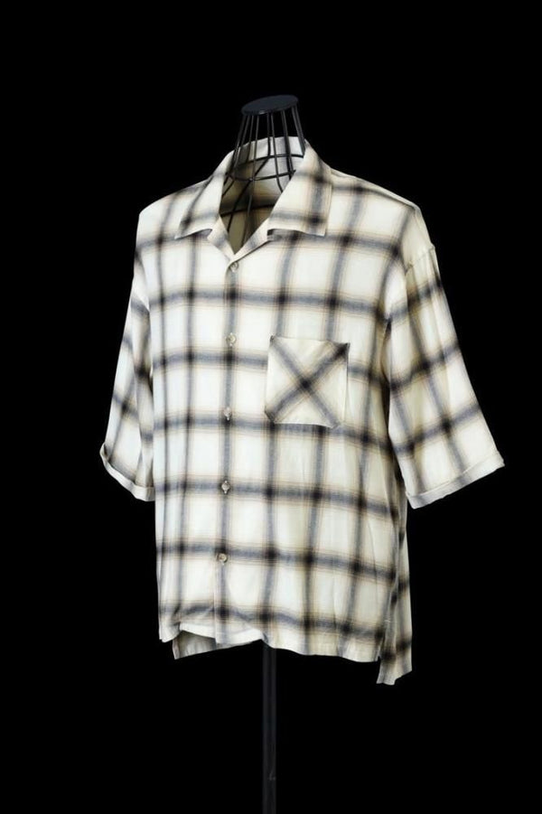 OMBRE CHECK OPEN COLLAR SHIRT H/S “GARMENT-WASH”