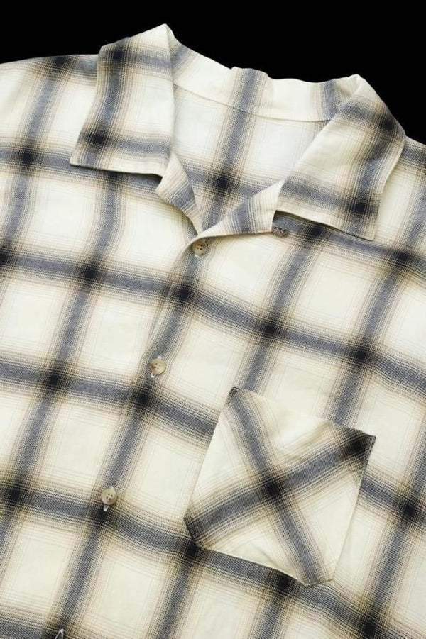 OMBRE CHECK OPEN COLLAR SHIRT H/S “GARMENT-WASH”