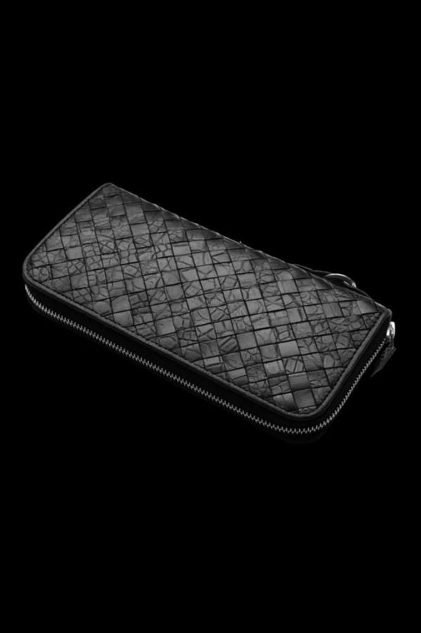 THE LINE CROCODILE MESH+SILVER925 PARTS ROUND FASTNER WALLET