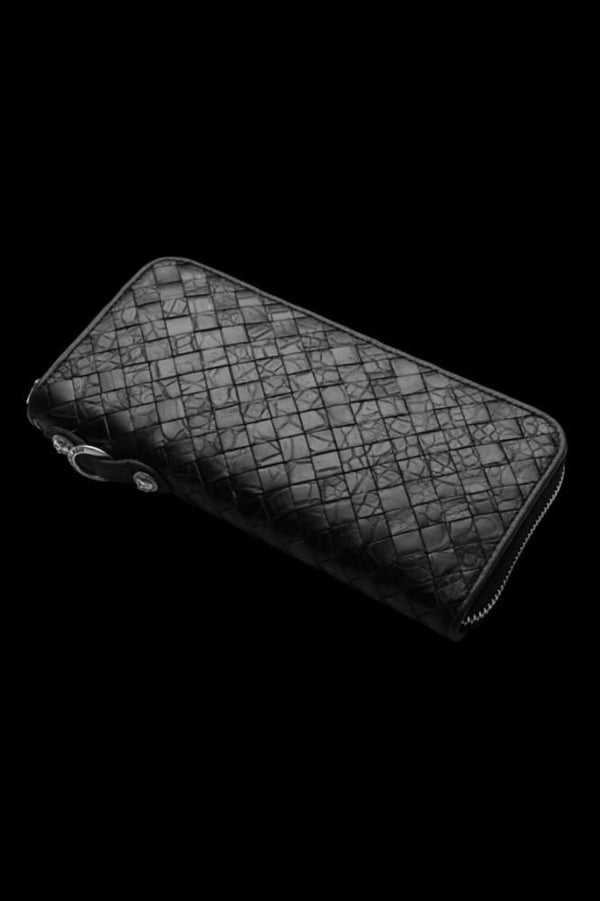 THE LINE CROCODILE MESH+SILVER925 PARTS ROUND FASTNER WALLET