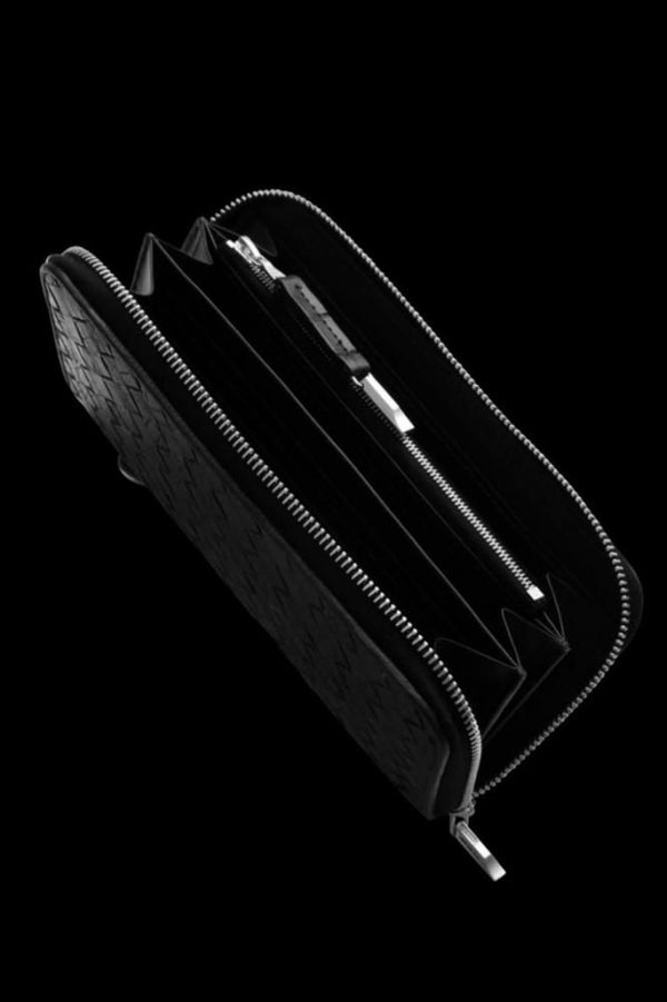 THE LINE CROCODILE MESH+SILVER925 PARTS ROUND FASTNER WALLET