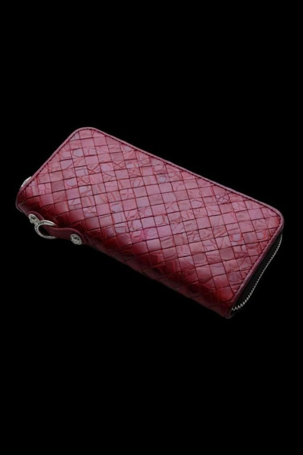 THE LINE CROCODILE MESH+SILVER925 PARTS ROUND FASTNER WALLET