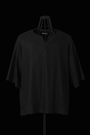 STRETCH LINEN-RAYON SKIPPER SHIRT