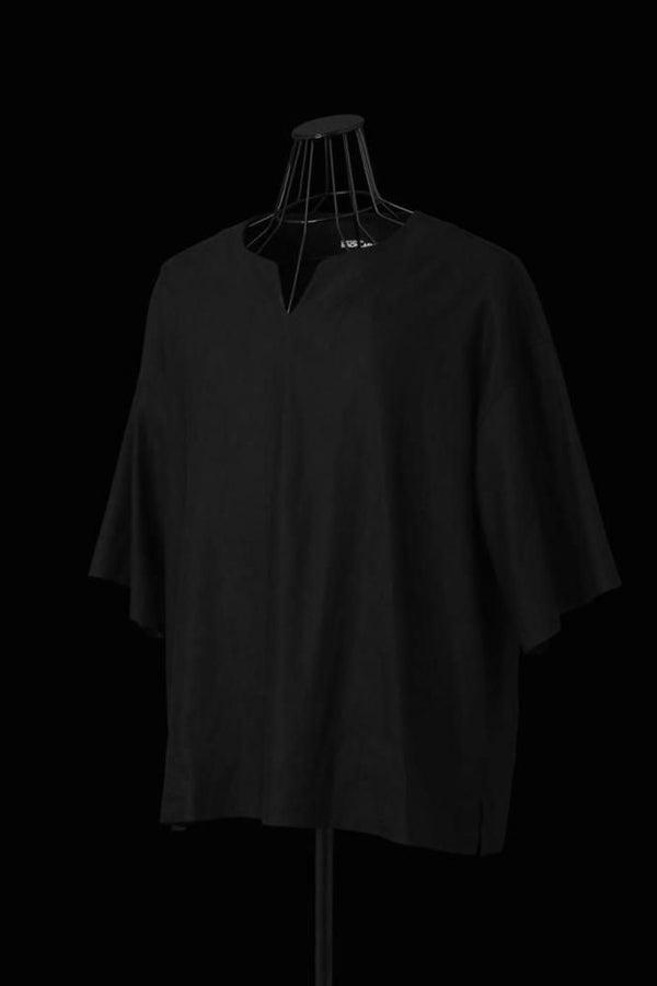 STRETCH LINEN-RAYON SKIPPER SHIRT