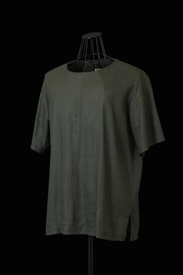 STRETCH LINEN-RAYON PULLOVER SHIRT