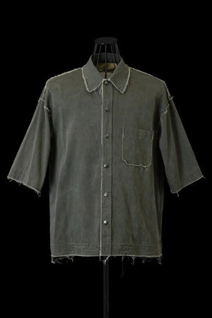 PIGMENT COATING COTTON SATEEN S/S SHIRT "GARMENT-WASH"