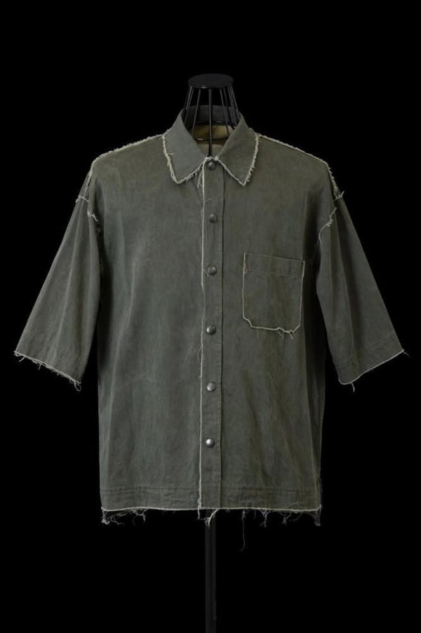 PIGMENT COATING COTTON SATEEN S/S SHIRT "GARMENT-WASH"