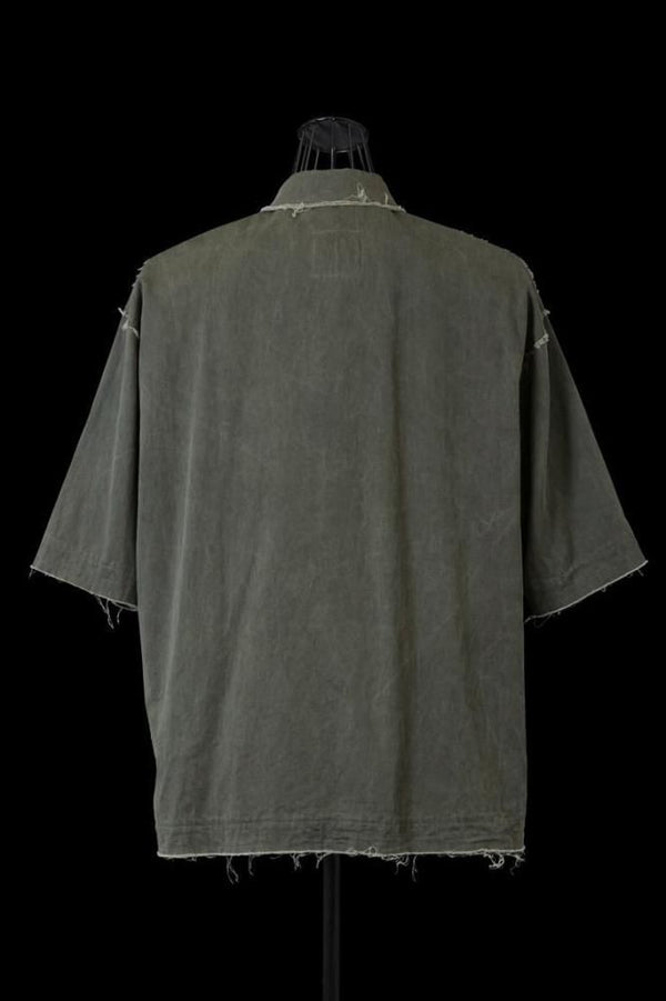 PIGMENT COATING COTTON SATEEN S/S SHIRT "GARMENT-WASH"
