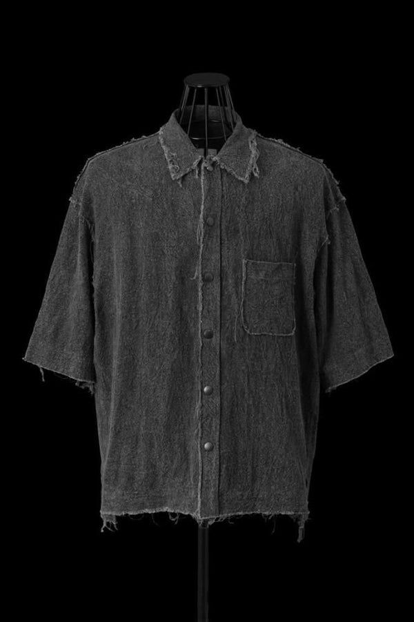SUMI DYED BROKEN RUBBLE LINEN S/S SHIRT "GARMENT-WASH"