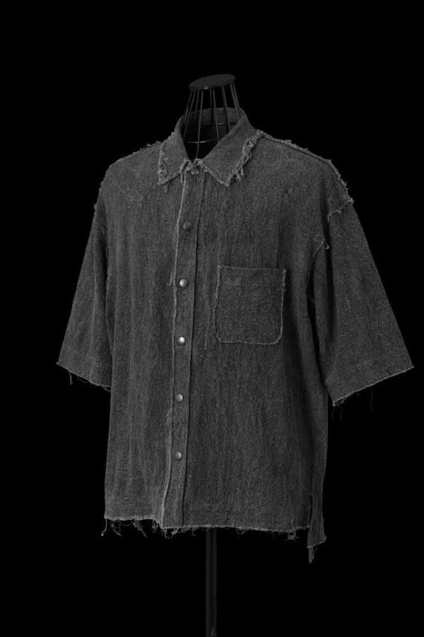 SUMI DYED BROKEN RUBBLE LINEN S/S SHIRT "GARMENT-WASH"