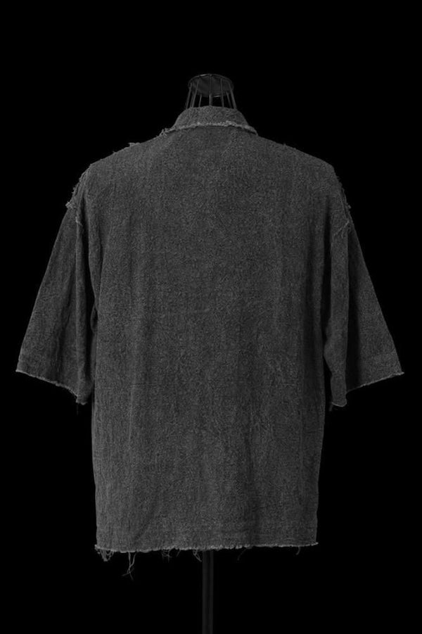SUMI DYED BROKEN RUBBLE LINEN S/S SHIRT "GARMENT-WASH"