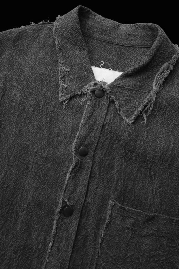 SUMI DYED BROKEN RUBBLE LINEN S/S SHIRT "GARMENT-WASH"