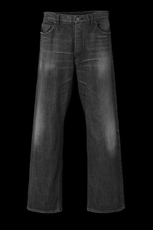 THE DENIM STRETCH SELVEDGE DENIM LOOSE FLARE PANTS “LIGHT.BLACK”