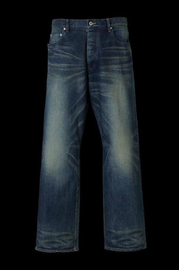 THE DENIM STRETCH SELVEDGE DENIM LOOSE FLARE PANTS “DARK.INDIGO”