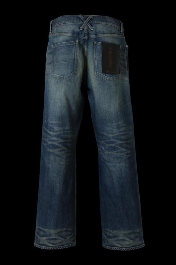 THE DENIM STRETCH SELVEDGE DENIM LOOSE FLARE PANTS “DARK.INDIGO”