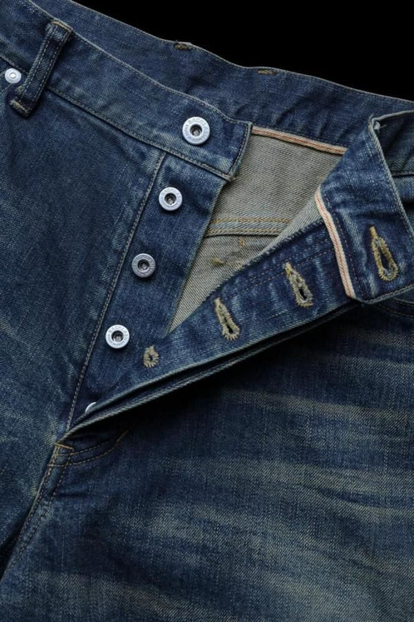 THE DENIM STRETCH SELVEDGE DENIM LOOSE FLARE PANTS “DARK.INDIGO”