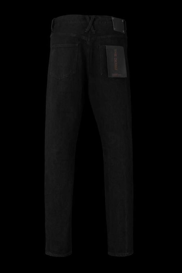 THE DENIM STRETCH SELVEDGE DENIM SEMI-SARROUEL PANTS “ONEWASH.BLACK”