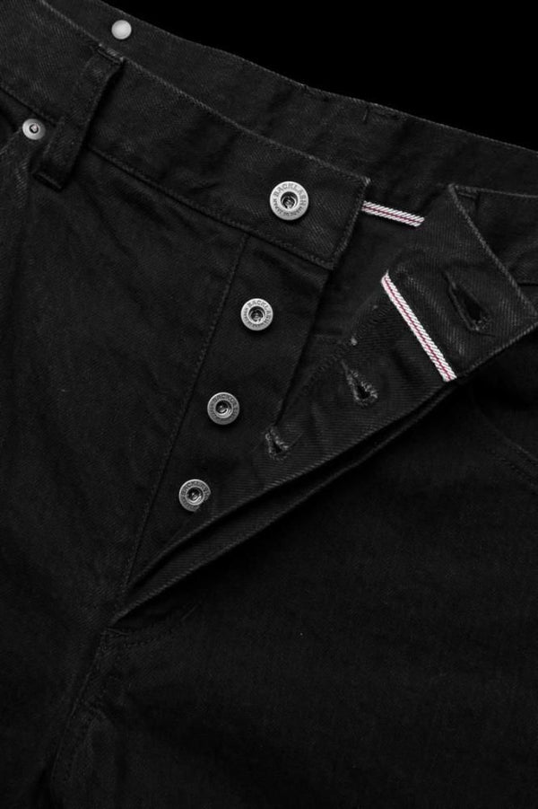 THE DENIM STRETCH SELVEDGE DENIM SEMI-SARROUEL PANTS “ONEWASH.BLACK”