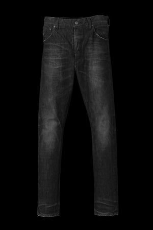 THE DENIM STRETCH SELVEDGE DENIM SEMI-SARROUEL PANTS “DARK.BLACK”