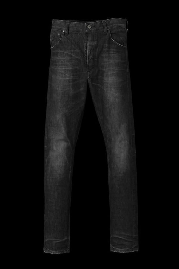 THE DENIM STRETCH SELVEDGE DENIM SEMI-SARROUEL PANTS “DARK.BLACK”