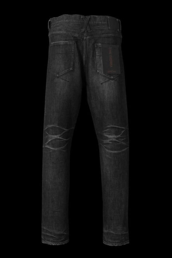 THE DENIM STRETCH SELVEDGE DENIM SEMI-SARROUEL PANTS “DARK.BLACK”