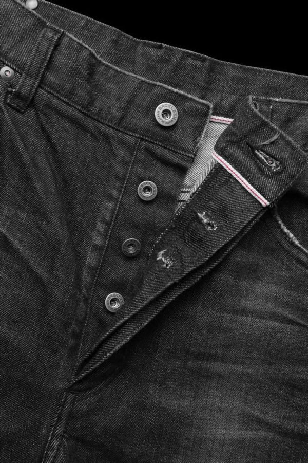 THE DENIM STRETCH SELVEDGE DENIM SEMI-SARROUEL PANTS “DARK.BLACK”